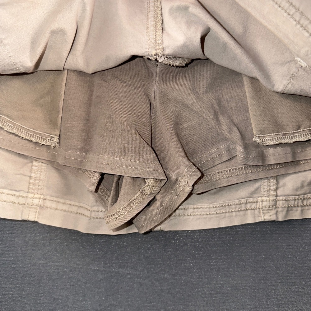 American Eagle Women 4 Khaki Cargo Skort Stretch Mini Utility Ribbed Waist Tan - Picture 8 of 9